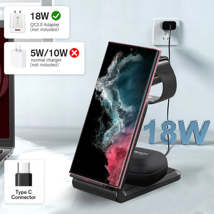 Chargeur Sans Fil 3-en-1 iPhone, Watch, AirPods