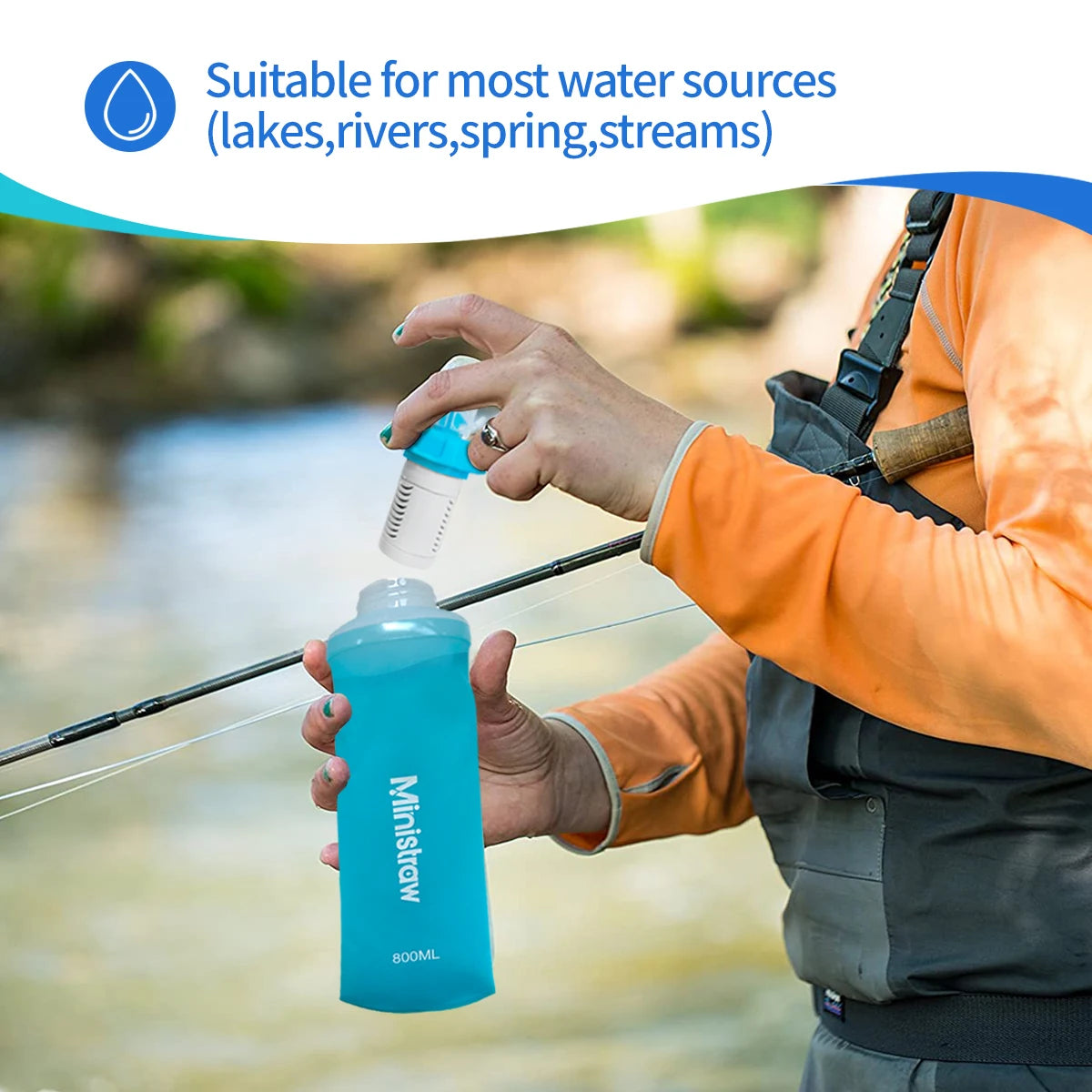 Gourde Pliable 800ml avec Filtre – Silicone Sans BPA