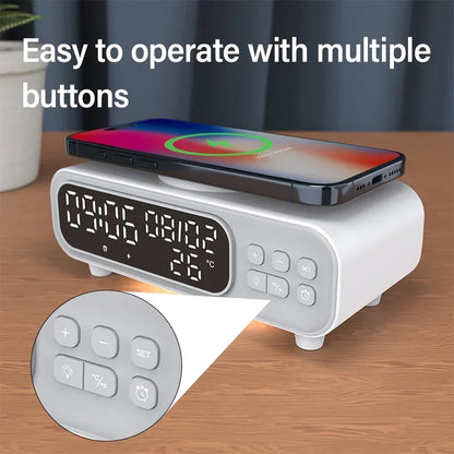 Chargeur Sans Fil 15W & Réveil LED – Dock iPhone