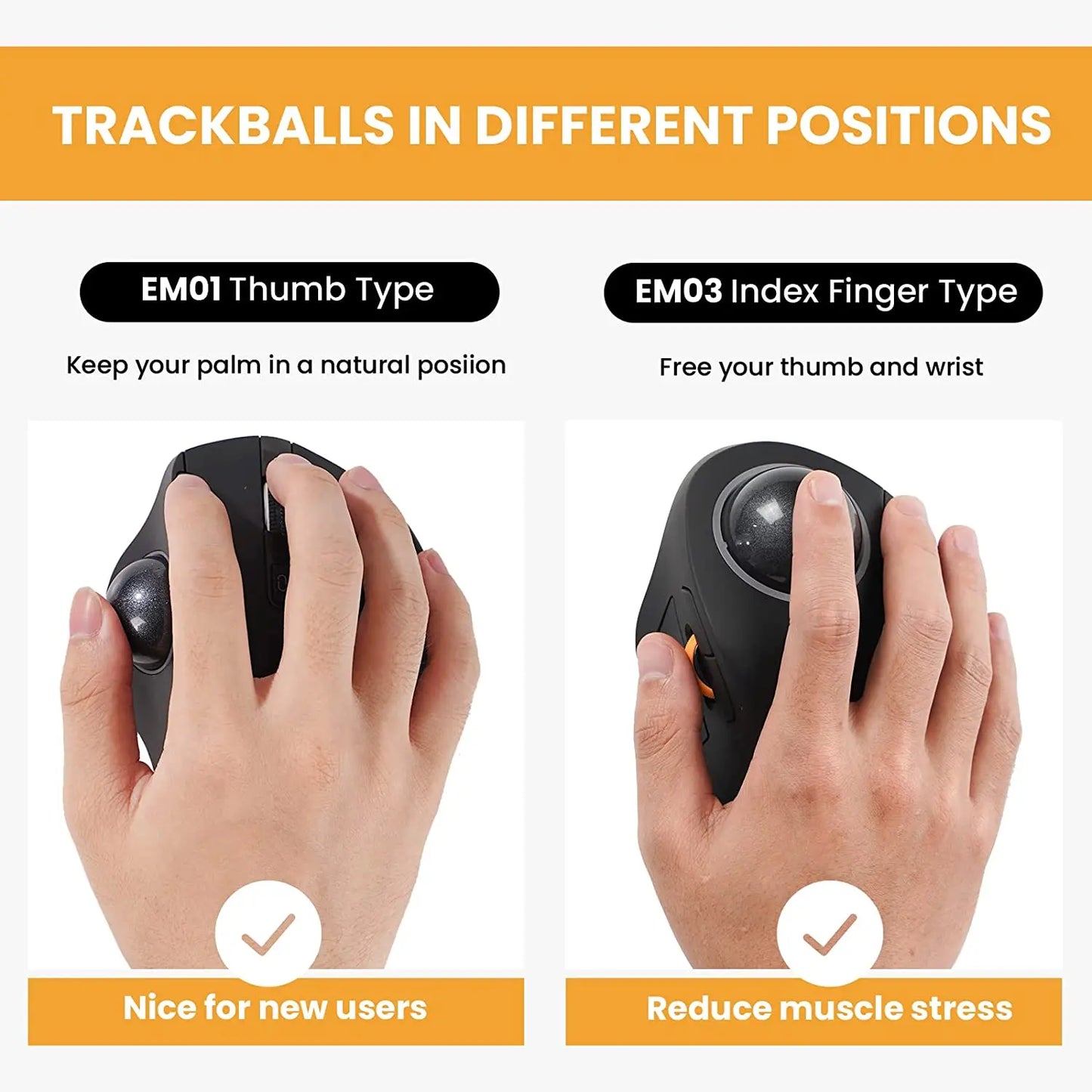 Souris Ergonomique Sans Fil SEENDA EM03 – Trackball Rechargeable Multi-Appareils