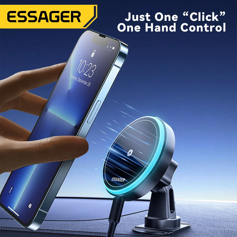 Support Voiture MagSafe Essager 15W – iPhone 13 à 15 Pro Max