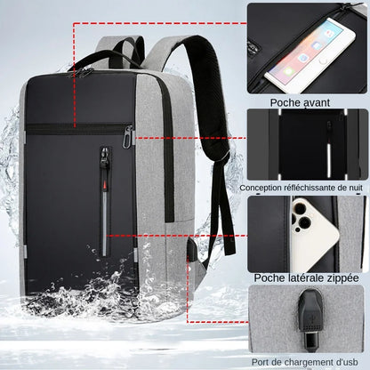 Sac à dos homme business USB – élégant & étanche