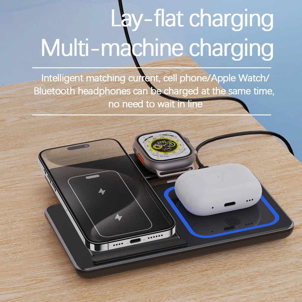 Station de Charge 3 en 1 Pliable – iPhone, Watch & AirPods