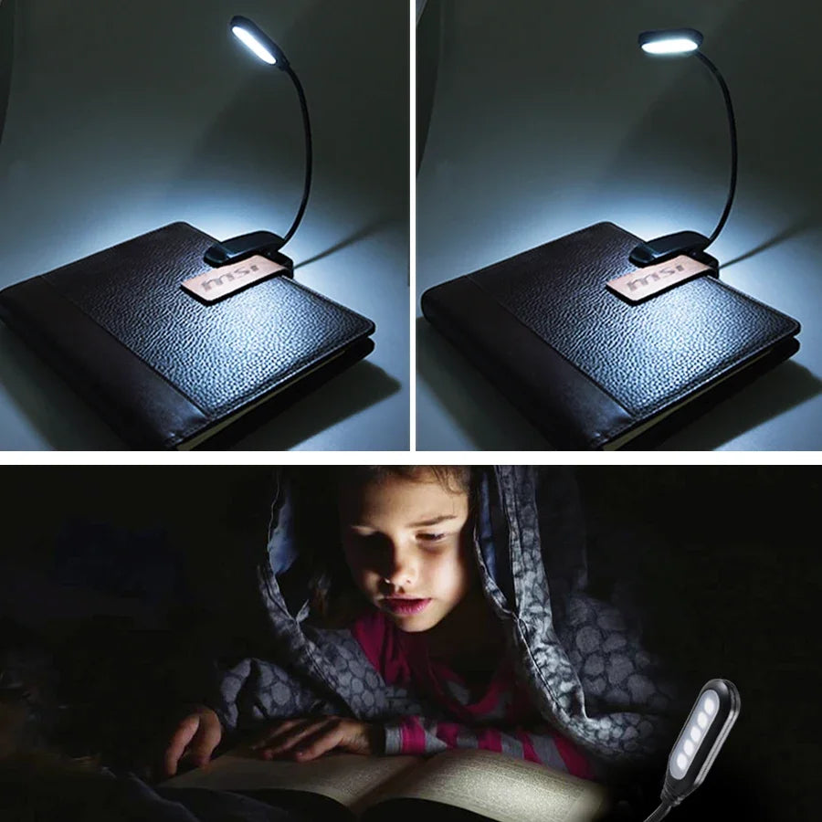 Lampe de Lecture LED Portable avec Pince - Lumière Blanche Réglable