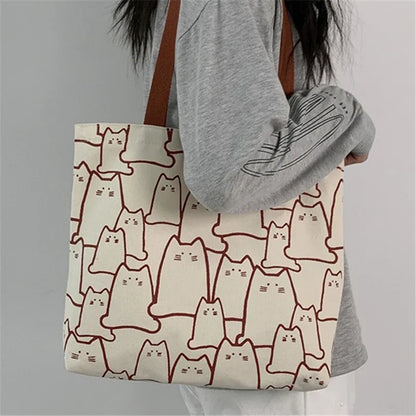 Sac Tote Femme Chat – Canvas & Zippé