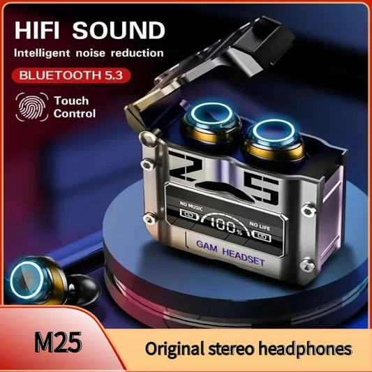 Écouteurs Bluetooth M25 TWS – Réduction de Bruit, Son Stéréo, Tactiles
