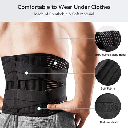 Ceinture Lombaire Réglable de Soutien Dorsal avec Renforts